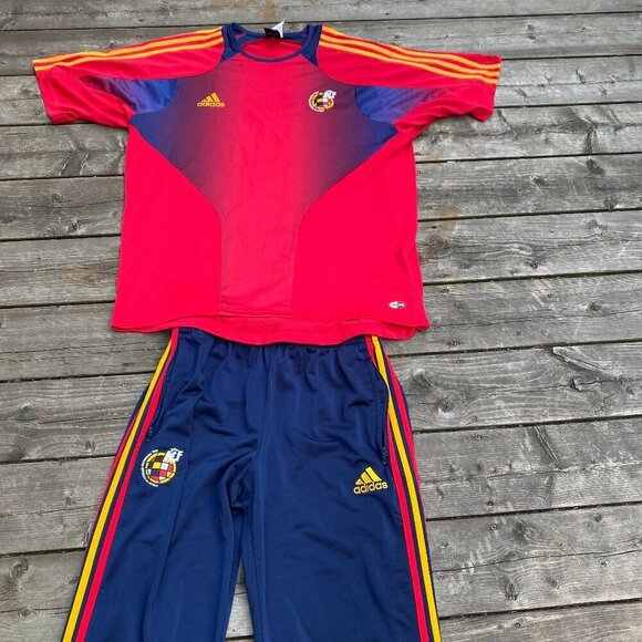 Vintage 2003 Adidas Spain National Soccer Team Jersey Set - Sweatpants and Shirt - Picture 1 of 11